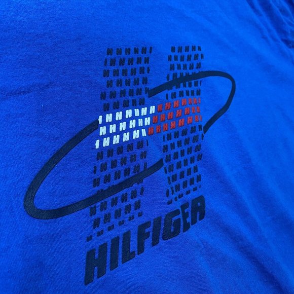 Tommy Hilfiger Y2K T-Shirt Blue‎ Mens Size 2XL XXL Blue Big Logo GUC - Picture 2 of 6
